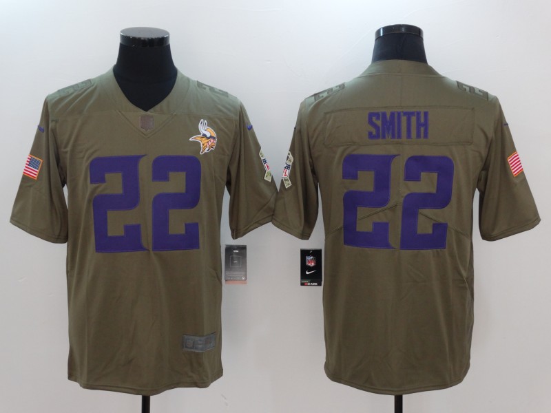 Men Minnesota Vikings #22 Smith Nike Olive Salute To Service Limited NFL Jerseys->houston texans->NFL Jersey